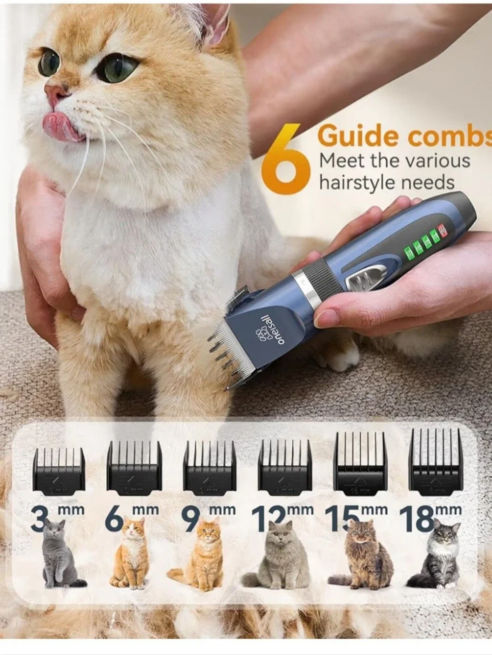 oneisall  - Cat Clippers and Paw Trimmer -  3 in 1 Cat Grooming Kit